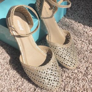 Nicole Gold Glitter Sandals